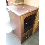 A Jentique elm glazed front cabinet