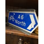 A6 North cycle road sign