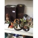 Nine Teviotdale, Country Artists and Border Fine Arts, figures (Three boxed with plinths) - large