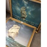 Derek G Molloy, Ships at sea, a pair of oils on canvas, signed lower left, 56cm x 46cm & 62cm x