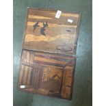 Two marquetry panelled pictures.