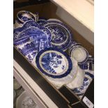 A box of blue and white including Booths real old willow