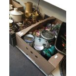 Approx seven boxes of various items including stoneware, glassware, Bavarian ware, plated ware, etc.
