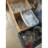 Three boxes of glassware including vases and drinking glasses