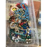 Tub of costume bead necklaces etc.