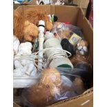 A box of soft toys and two table lamps