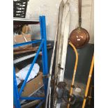 Two pairs of old wooden cross country ski's with poles