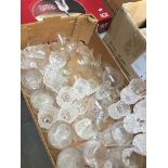 A boxed set of 6 water goblets RCR Opera and another box of drinking glasses