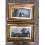 Early 20th century school, a pair of landscape oil on canvas', monogrammed TSB?, 39cm x 20cm each,