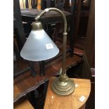 A brass table lamp