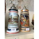 Two German steins, one signed E. Diegl