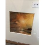 Naomi Tydeman, small coastal scene watercolour, signed, 14cm x 13cm framed and glazed.