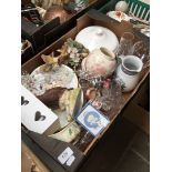 A box of mixed ceramics and glass including Masons