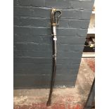 A reproduction sword and scabbard