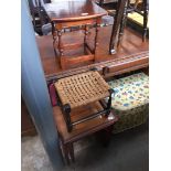 A nest of two tables, a rush stool and a small old charm table