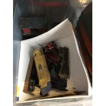 Box of Hornby Dublo and other model railway items