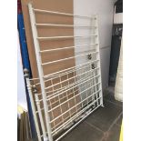 A metal double bed frame