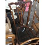 A Chippendale style dining chair (no seat)