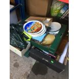 3 boxes of household pottery, cutlery etc