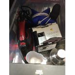 A mixed box including electric iron, cameras, etc