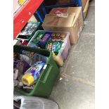 3 boxes of household cleaning products, etc.