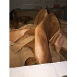 A box of leather offcuts