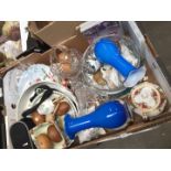 A box of mixed ceramics and glass including Portmeirion