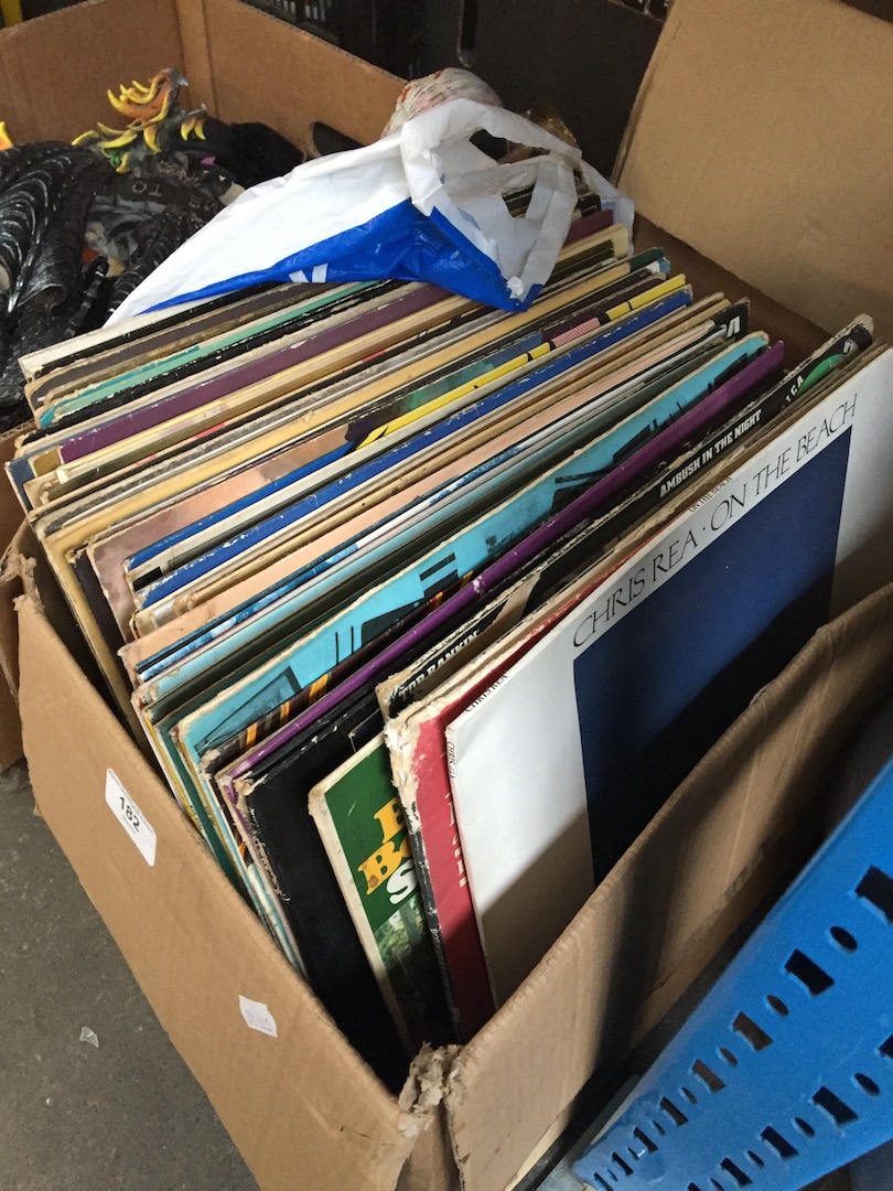 A box of LP records