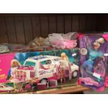 Two Barbie Dolls, Barbie Minivan and Sindy doll
