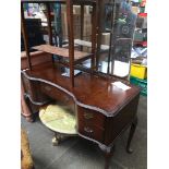 A burr wood dressing table with triple mirror