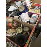 Three boxes of mixed pottrey including cases, teapots, planters etc