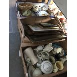 Three boxes of assorted pottery etc