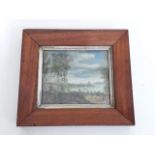 19th century school, landscape, miniature, 13cm x 10cm, unsigned, glazed and framed 21cm x 19cm.