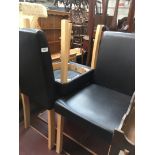 Three modern high back dining chairs