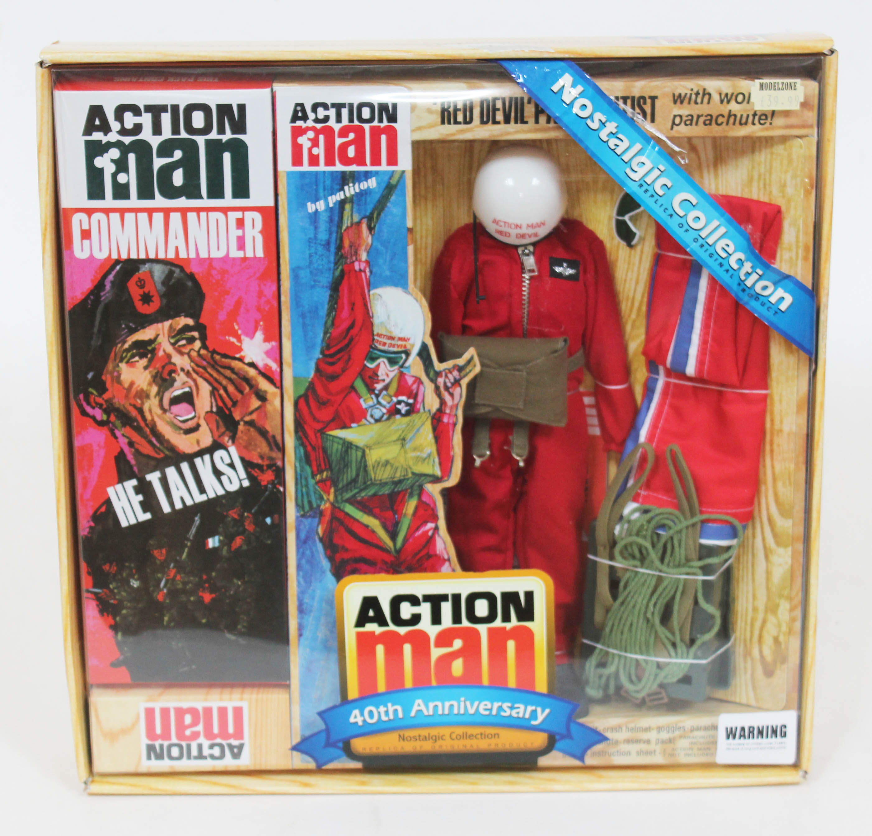 Action Man 'Red Devil' Parachutist 40th Anniversary Nostalgic Collection, opened but appears unused.