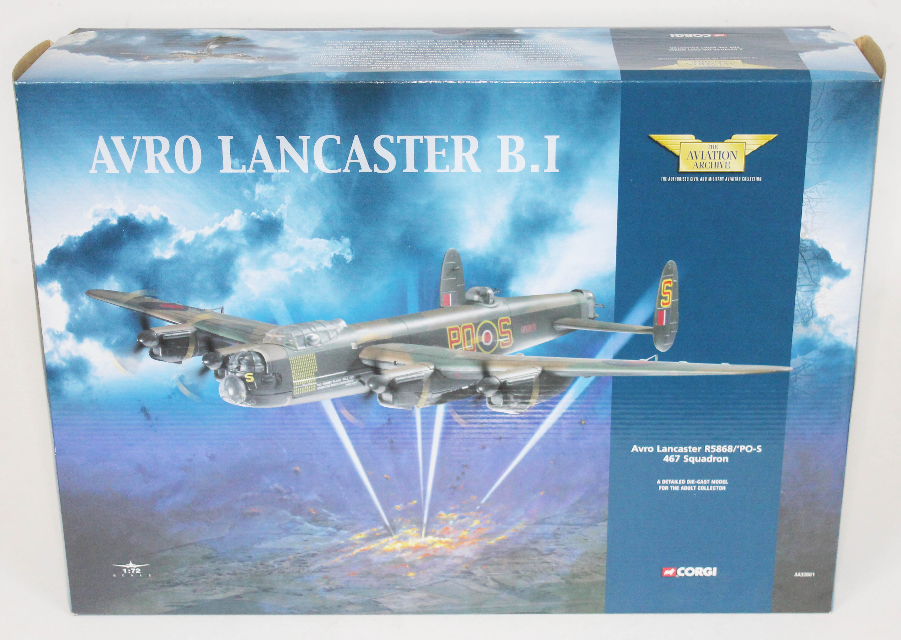 Corgi The Aviation Archive Avro Lancaster R5868/'PO-S 467 Squadron, AA32601, 1:72 scale die-cast