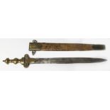 A 19th century gladius or artilleryman's type shorts word with double edged blade, length 47cm, cast