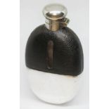 A silver plated hip flask, length 14cm.