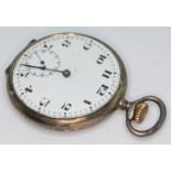 A silver pocket watch, case diam. 49mm, Birmingham import marks.