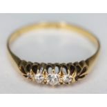 A hallmarked gold diamond ring, marks rubbed, gross wt. 1.94g, size R.