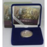 Royal Mint The Battle of Trafalgar 2005 silver proof commemorative crown, boxed with certificate.