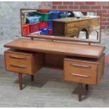 A G-Plan Fresco teak dressing table, width 145cm, depth 46cm & height 123cm.