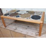 A Danish pottery top coffee table design by Tue Poulsen, signed to top and labelled underneath,