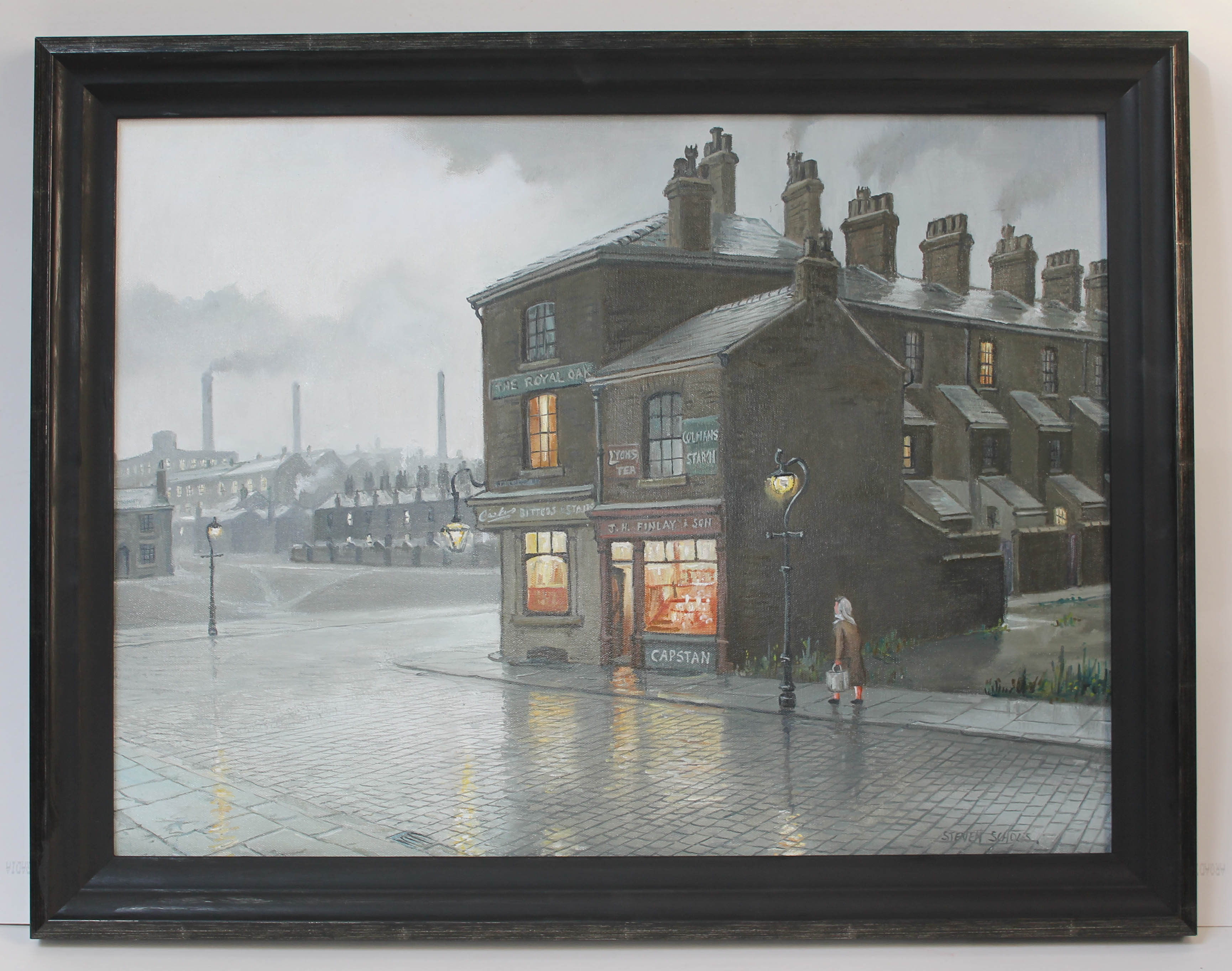 Steven Scholes (b1952), "Midwinter In Salford 1962", Northern Art, oil on canvas, 59cm x 44cm, - Image 3 of 3