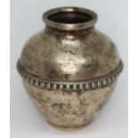 A foreign white metal squat vase, unidentified mark, height 6cm, wt. 52.95g.