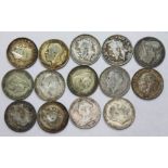 14 florins, various dates pre 1920, Victoria to George V.