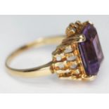 A hallmarked 9ct gold amethyst brutalist style ring, gross wt. 4.35g, size N.