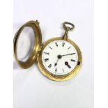 A Georgian gilt metal verge pocket watch with white enamel dial and Roman Numerals, Sam Toulmin