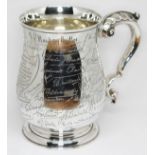 A silver presentation tankard, inscribed 'Chatham Round Table No45 1947 Presented to Frank Hodges by