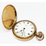 A gold plated Waltham pocket watch, diam. 48mm.